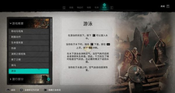 《刺客信条：英灵殿》怎么游泳 游泳方法介绍
